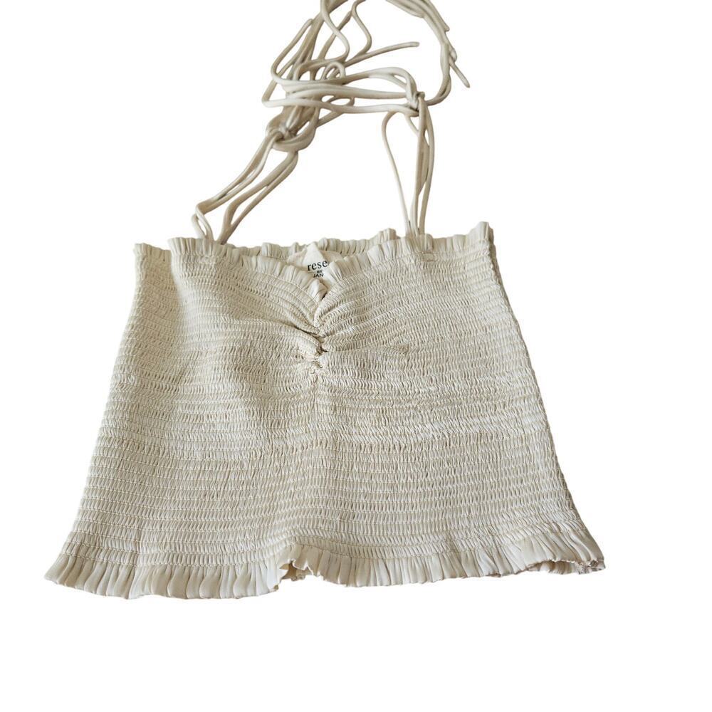 Reset by Jane Tallulah Cami Cream Crop Size Medium Sweetheart neckline Smocked - Picture 3 of 4